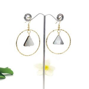 Hoop triangle dangle abalone shell earrings